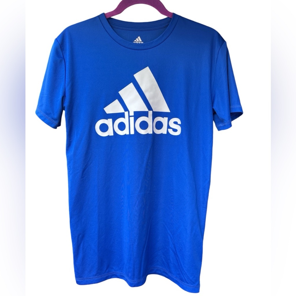 adidas YOUTH Royal Blue White Short Sleeve T-Shirt - Boys size L (14-16)